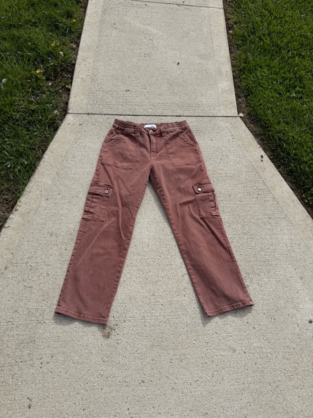 Burgundy Vervet Cargo Jeans
